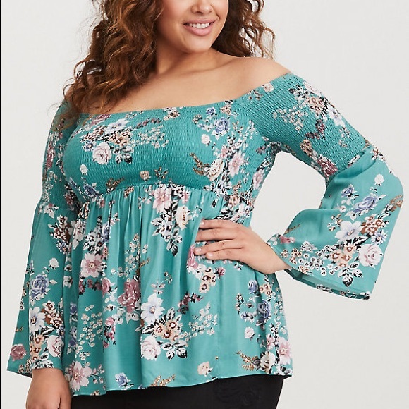 torrid Tops - Torrid FLORAL SMOCKED BABYDOLL top plus size 1